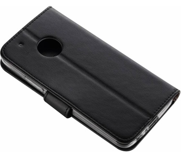 Luxe Lederen Bookcase hoesje voor de Motorola Moto G5 Plus - Zwart (Motorola Moto G5 Plus) Zwart