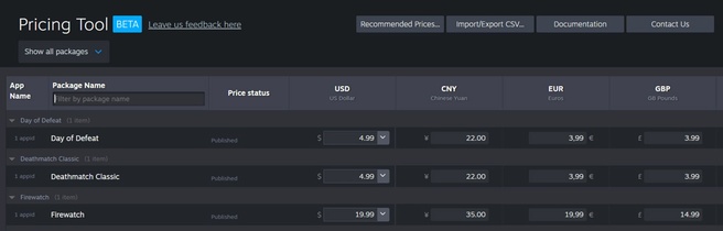 Steam Pricing Tool