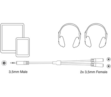 Ewent EW9236 Audio Splitter 3.5mm male to 2x 3.5mm female 0.15m