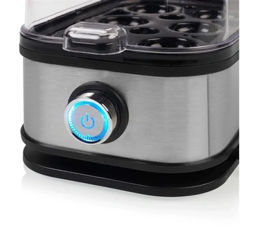 Princess 262046 Elektrische eierkoker voor 6 eieren, hardgekookte eieren, kuiten of gekookte eieren, 400 W, geborsteld roestvrij staal