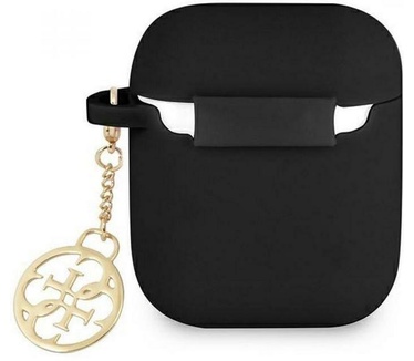 Guess Charms Silicone Case voor Apple Airpods 1 & 2 - Zwart Zwart