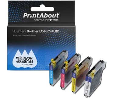 PrintAbout Huismerk Brother LC-980VALBP Inktcartridge 4-kleuren Voordeelbundel