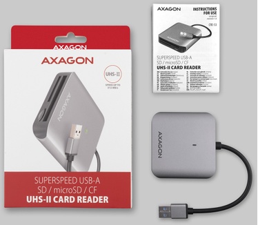 Axagon CRE-S3 External card reader USB-A 3.2 Gen 1 3-slot & lun SD/microSD/CF