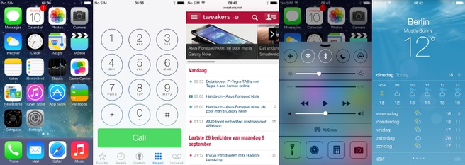 iOS 7 bèta 6 op iPhone 5 collage