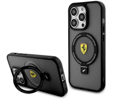 Ferrari Ring Stand Back Case - Apple iPhone 15 Plus (6.7") Zwart Zwart