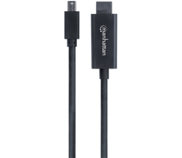 Manhattan Mini DisplayPort to HDMI Cable, 1080p, 1.8m, 1080p@60Hz (1920x1080p), Audio Pass-Through Uncompressed Digital 7.1, 5.1 and 2 channels, Male to Male, Black