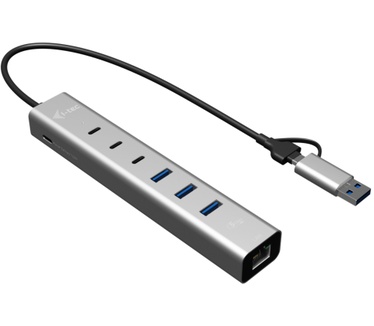 i-tec USB-C/USB-A Metal HUB 6 port (3x USB-C, 3x USB-A), LAN, Power Delivery 85W