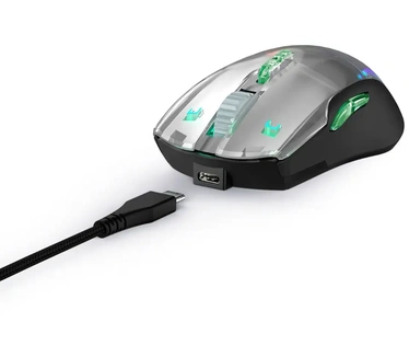 uRage Reaper 515 verlichte bekabelde gamingmuis (9 programmeerbare toetsen, optische sensor 12.000 dpi, RGB, clics gaming TTC-goud, Uflex USB-C-kabel) zwart