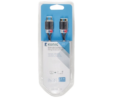 Konig 2 x RCA male/2 x RCA female, 5 m