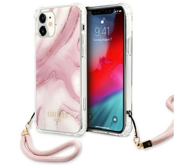 Guess Marble Shockproof Back Case - iPhone 12 Mini (5.4") - Roze Roze