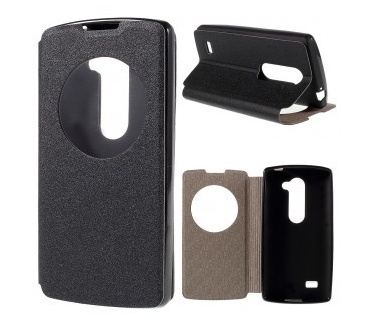 qMust Window Cover LG Leon (4G) - hoes met zichtvenster - Zwart