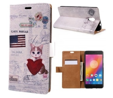 qMust Lenovo P2 Wallet Case - TPU binnenwerk - Cat USA