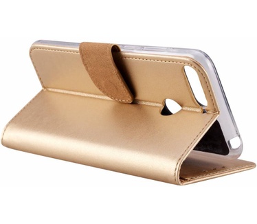 Luxe Lederen Bookcase hoesje voor de Huawei Y6 2018 - Goud (Huawei Y6 2018) Goud