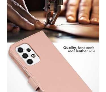 Selencia Echt Lederen Bookcase Samsung Galaxy A53 - Dusty Pink