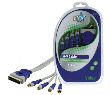 HQ Products 1.5m SCART/3xRCA + S-Video M/M