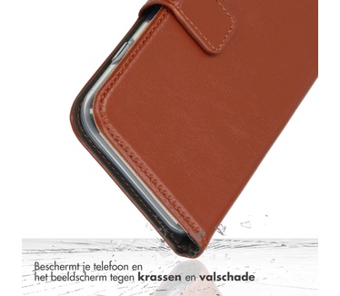 Selencia Echt Lederen Bookcase iPhone 14 Pro - Lichtbruin