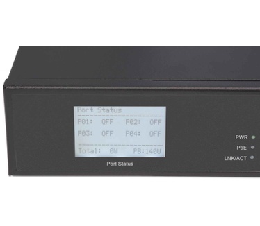Intellinet 8-Port Gigabit Ethernet Switch with 4 Ultra PoE Ports and LCD Screen, 8 x 10/100/1000 ports, 4 x IEEE 802.3bt Power over Ethernet (Ultra PoE) Ports, LCD Display, 140 W, Desktop, 19" Rackmount (Euro 2-pin plug)