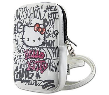 Hello Kitty Graffiti Heuptas met Riem (Scherm tot 7 Inch) - Wit Wit