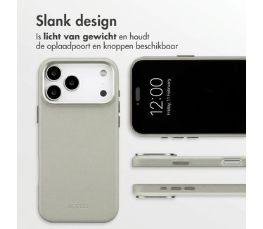 Accezz MagSafe Leather Backcover voor de Apple iPhone 18 Pro Max / 17 Pro Max - Light Grey