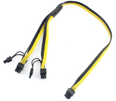 6-Pin Male To 2 x 8-Pin (6+2) Male PCI Express Wire 16AWG