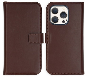 Selencia Echt Lederen Bookcase iPhone 15 Pro - Bruin