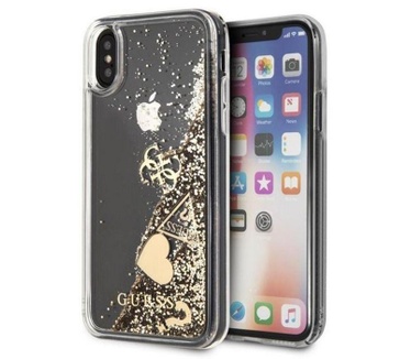 Guess Hearts Liquid Glitter HardCase iPhone X/XS (5.8") - Goud  Goud