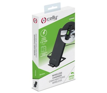 Celly Qi Draadloze Universele Oplaadstandaard - Zwart