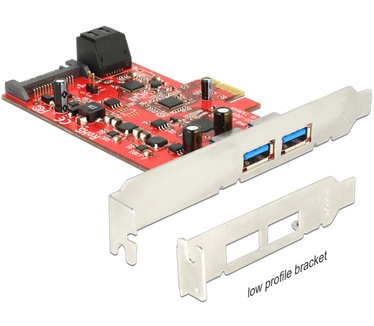 Delock PCI Express Karte > 2 x extern USB 3.0 + 2 x intern SATA 6 Gb/s ? Low Profile Form Faktor (89389)