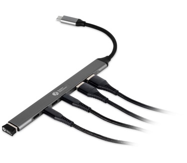 BakkerElkhuizen USB-C Hub 7-in-1 (3A+4C), 7 aansluitingen, stijlvol design, flexibele kabel en hij blijft zelfs koel tijdens intensief gebruik.