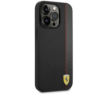 Ferrari Smooth Carbon Back Case iPhone 14 Pro Max (6.7") - Zwart Zwart