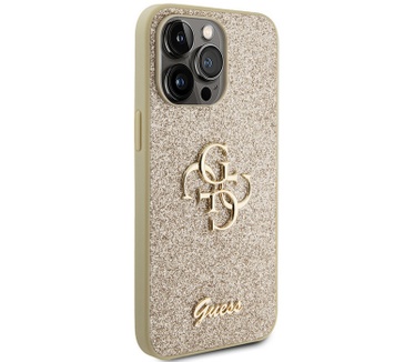 Guess 4G Glitter Back Case Apple iPhone 15 Pro Max (6.7") - Goud Goud