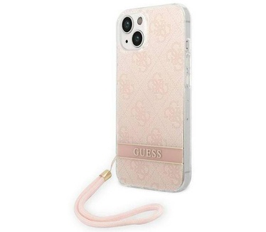 Guess 4G Printed Case met Strap - Apple iPhone 14 (6.1") - Roze Roze