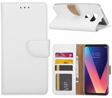 Luxe Lederen Bookcase hoesje voor de LG V30 - Wit (LG V30) Wit