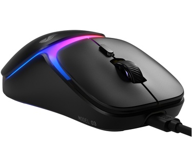 Glorious Glorious Gaming - bekabelde gamingmuis Model O3 - Ultralicht 54 g, optische knoppen met klikrate van 130M, 30K DPI BAMF 3.0-sensor, 750 IPS-tracking, 50G-versnelling, ondersteunt elk griptype - Zwart