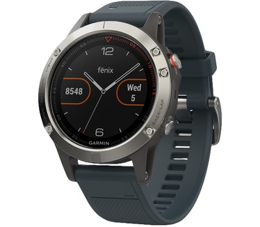 Garmin Fenix 5 (47mm, standaard glas) Zilver (Blauw)