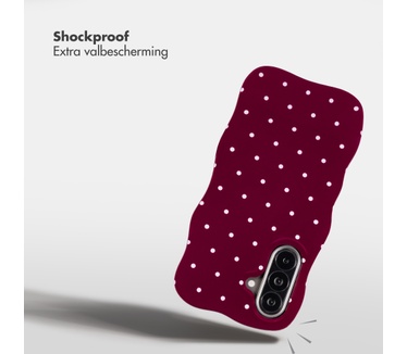 Selencia Vivid Wavy Backcover met MagSafe voor de Samsung Galaxy A57 (5G) - Happy Dots Burgundy