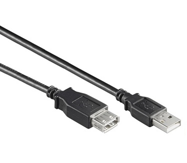 Eeconn USB 2.0 Verlengkabel, A - A, Zwart, 1m