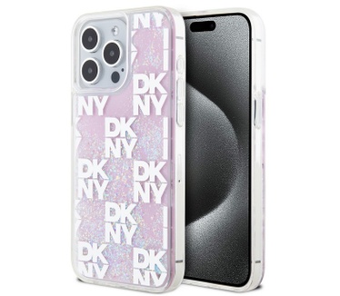 DKNY DKNY Liquid Glitter Checkered Back Case - iPhone 15 Pro Max Roze Roze