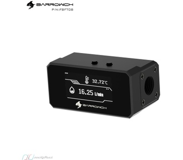 BarrowCH G1/4 Multimode OLED Display, Flow / Overheat Alarm with Intelligent Shutdown (Black)