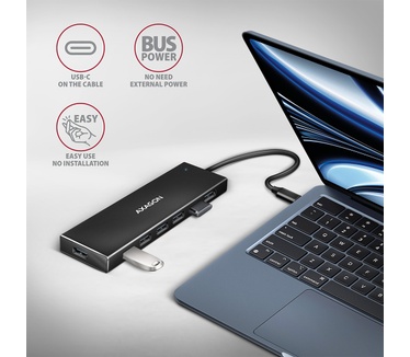 Axagon HUE-F7C 7x USB 3.2 Gen 1 ALU FLAT hub micro power IN 30cm USB-C