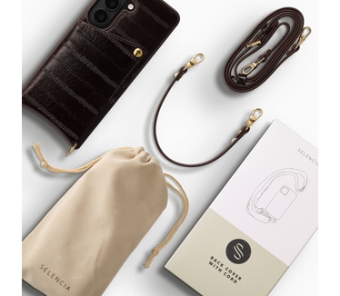 Selencia Nova Real Leather Backcover met Koord en Pashouder Samsung Galaxy S26 - Dark Chocolate