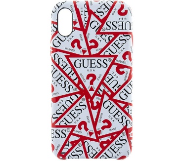 Guess Triangle Hard Case voor Apple iPhone X (5,8") - Wit/Rood  Wit