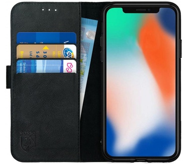 Rosso Deluxe Apple iPhone 11 Pro Hoesje Echt Leer Book Case Zwart (iPhone 11 Pro) Zwart