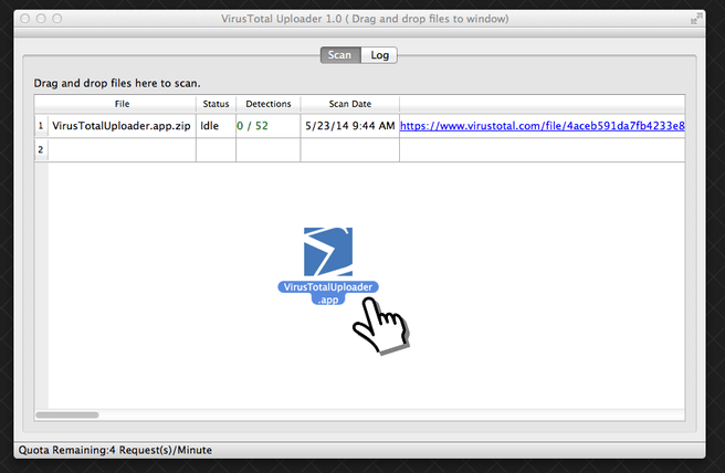 VirusTotal Uploader voor OS X