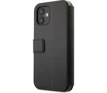 Guess Saffiano V-Stitch Book Case - iPhone 12 Mini (5.4") - Zwart Zwart