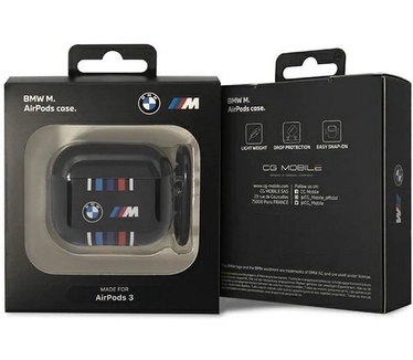 BMW M-Line Colored Lines Case voor Apple Airpods 3 - Zwart