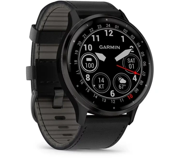 Garmin Venu - 010-02784-52 - Smartwatch - ® 3 - zwart/grijs - Lederen band, Zwart (Zwart)
