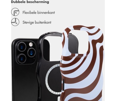 Selencia Vivid Wavy Backcover met MagSafe voor de Apple iPhone 16 Pro - Dream Swirl Chocolate