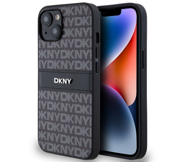 DKNY Textured Tonal Stripe Back Case - iPhone 14 (6.1") - Zwart Zwart