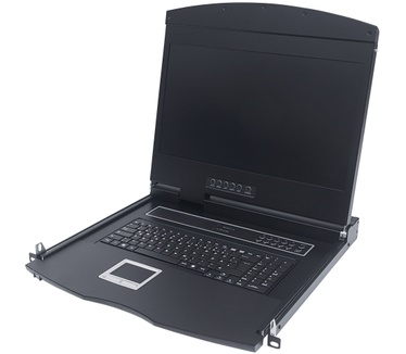 Intellinet Rackmount 19" LCD DVI Console, 19-Inch LCD Panel, 1U, DVI, Modular system, German Layout (Euro 2-pin plug)